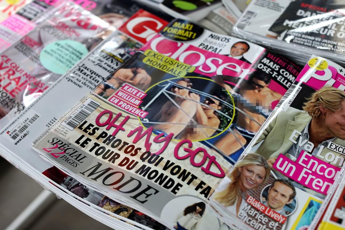French celebrity magazine Closer features topless pictures of Prince William's wife Kate Middleton while the pair were on holiday in France on September 5, 2012. AFP