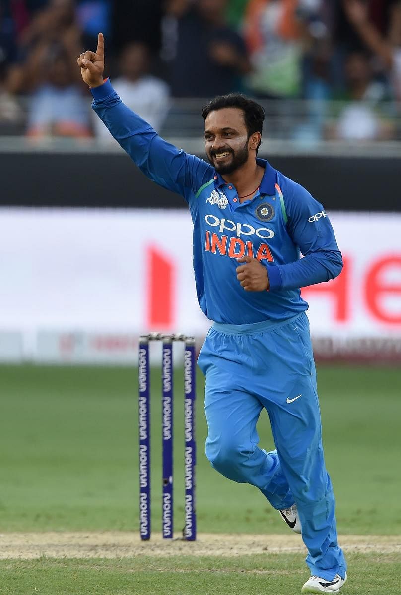 GOLDEN ARM Kedar Jadhav's three wickets were crucial in India's facile win over Pakistan in the Asia Cup on Wednesday. AFP