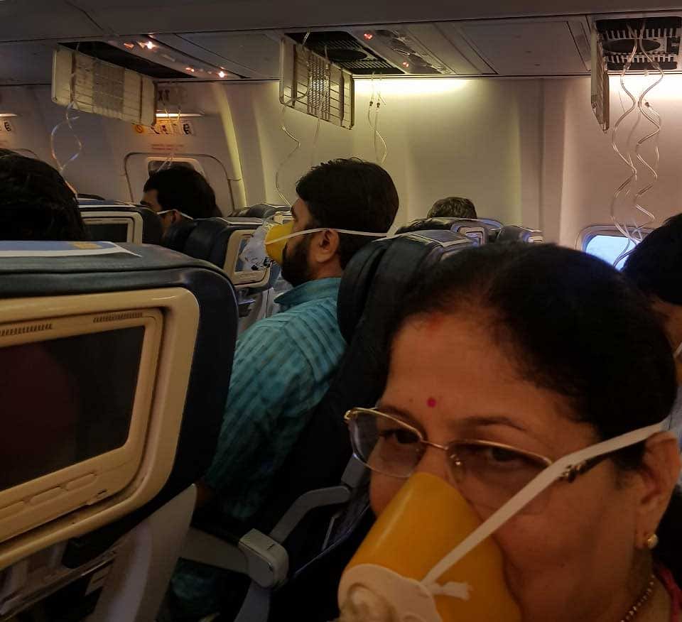 There were screaming and cries and many of his co-passengers suffered nose and ear bleeding as the crew of the Jet Airways flight "forgot" to turn on a switch that controls cabin air pressure. (Screen grab)