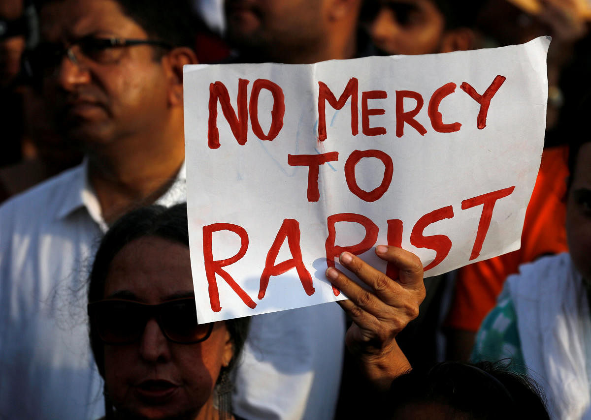 People participate in a protest against the rape of an eight-year-old girl in Kathua near Jammu. Reuters file photo
