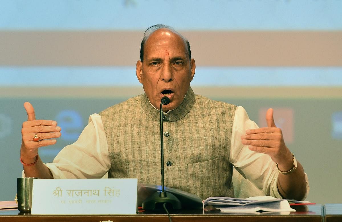 Union Home Minister Rajnath Singh on Wednesday said that the Centre wants terrorism to end and peace to prevail in Kashmir. PTI photo