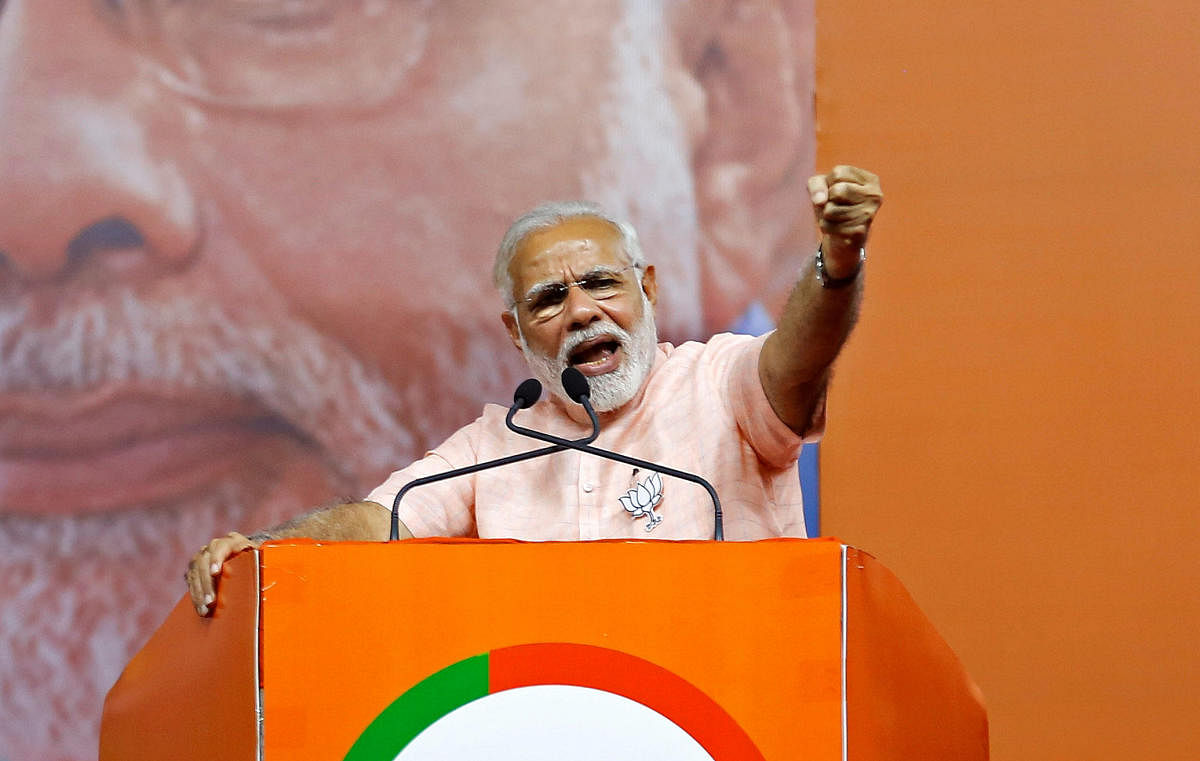 Prime Minister Narendra Modi addresses an election campaign rally ahead of the Karnataka state assembly elections in Bengaluru. (Reuters File Photo)