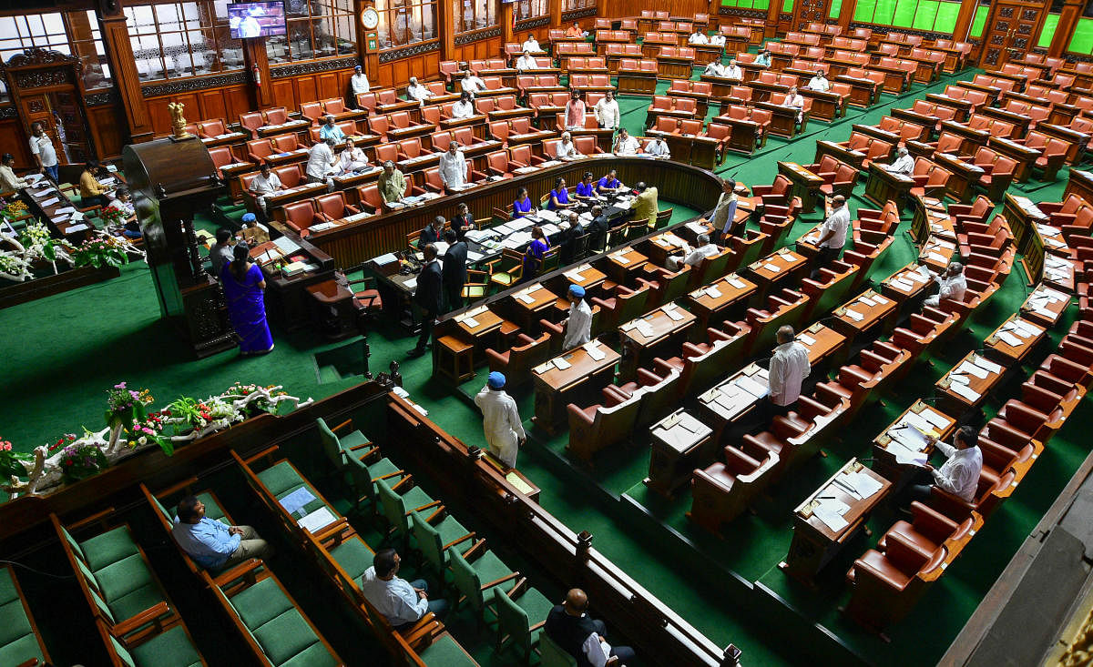 Most of the Congress ministers and MLAs were absent from the Legislative Assembly proceedings on Wednesday as they were attending a programme where Dinesh Gundu Rao and Eshwar Khandre took charge as the KPCC president and the working president, respective