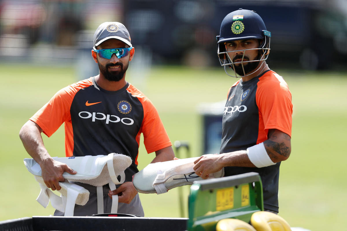 TIME TO PONDER: Skipper Virat Kohli (right) and his deputy Ajinkya Rahane during India's practice session at Lord's on Wednesday. Reuters