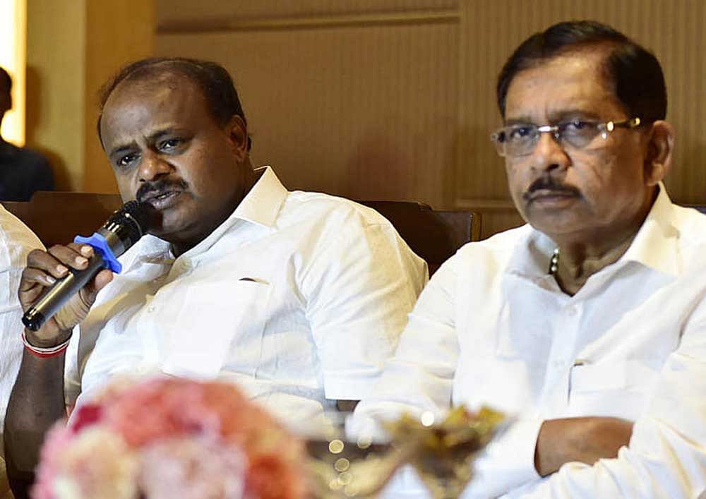Chief Minister H D Kumaraswamy and Dy Chief Minister G Parameshwara. DH file photo.