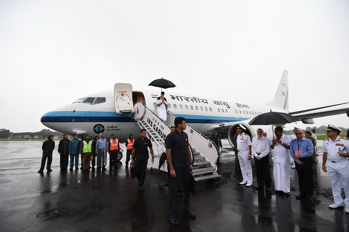 Modi, after an overnight stay in the state capital, left for Kochi on Saturday morning for the aerial survey and the review meeting to get a first-hand knowledge of the enormity of the mayhem caused by the southwest monsoon. (Image: PMO/Twitter)