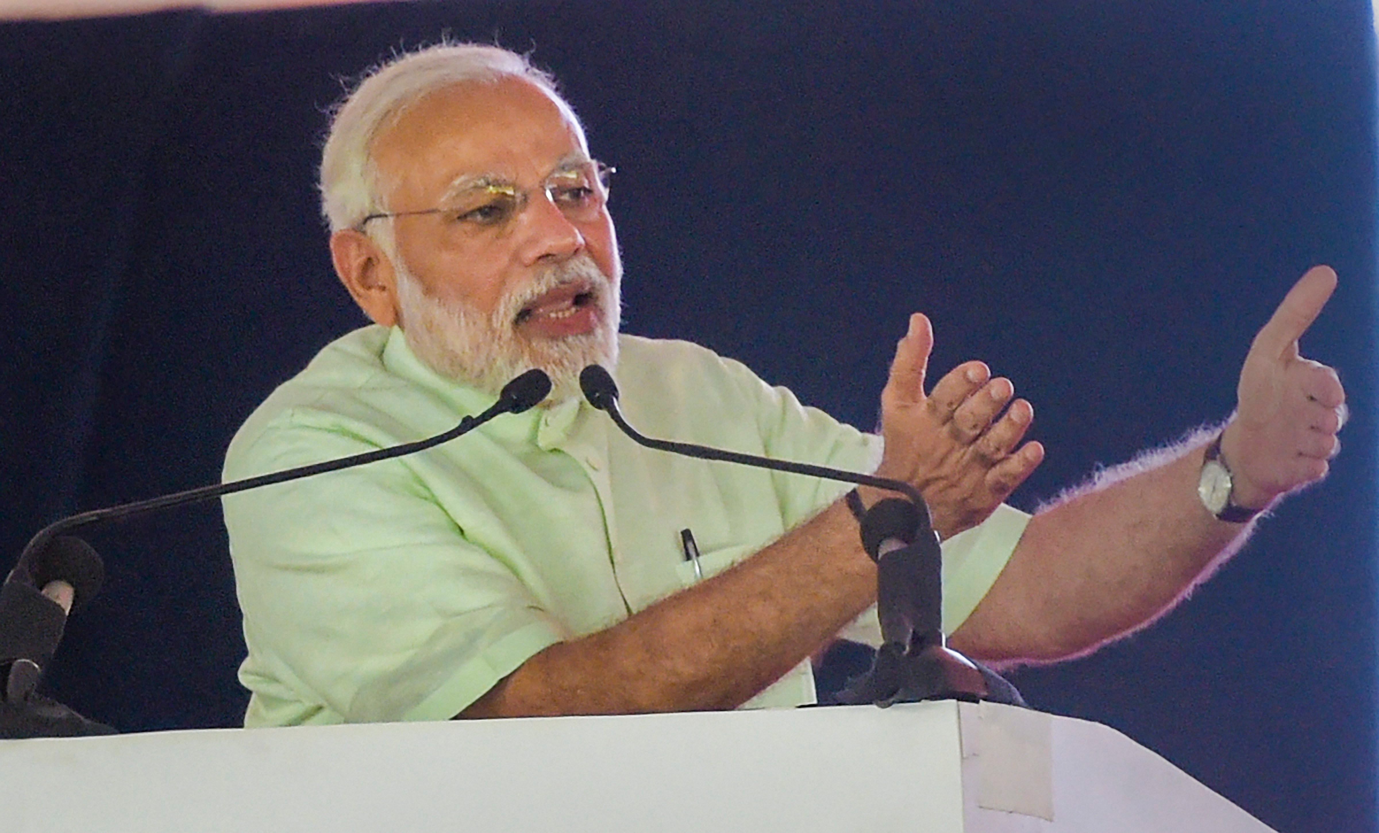 Prime Minister Narendra Modi said that out of the 10 crore connections, a total of four crore LPG connections were given free to women. PTI file photo