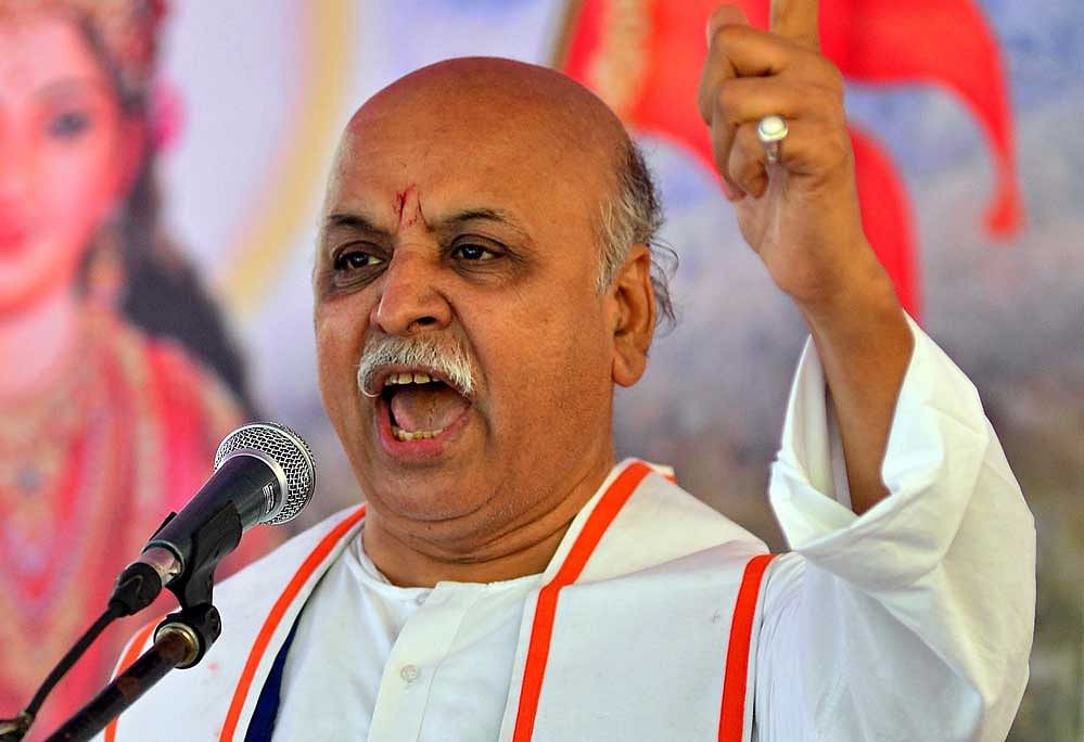 Togadia said since the government was busy with other issues he had prepared a draft bill which the government can get passed in the Parliament. DH file photo.