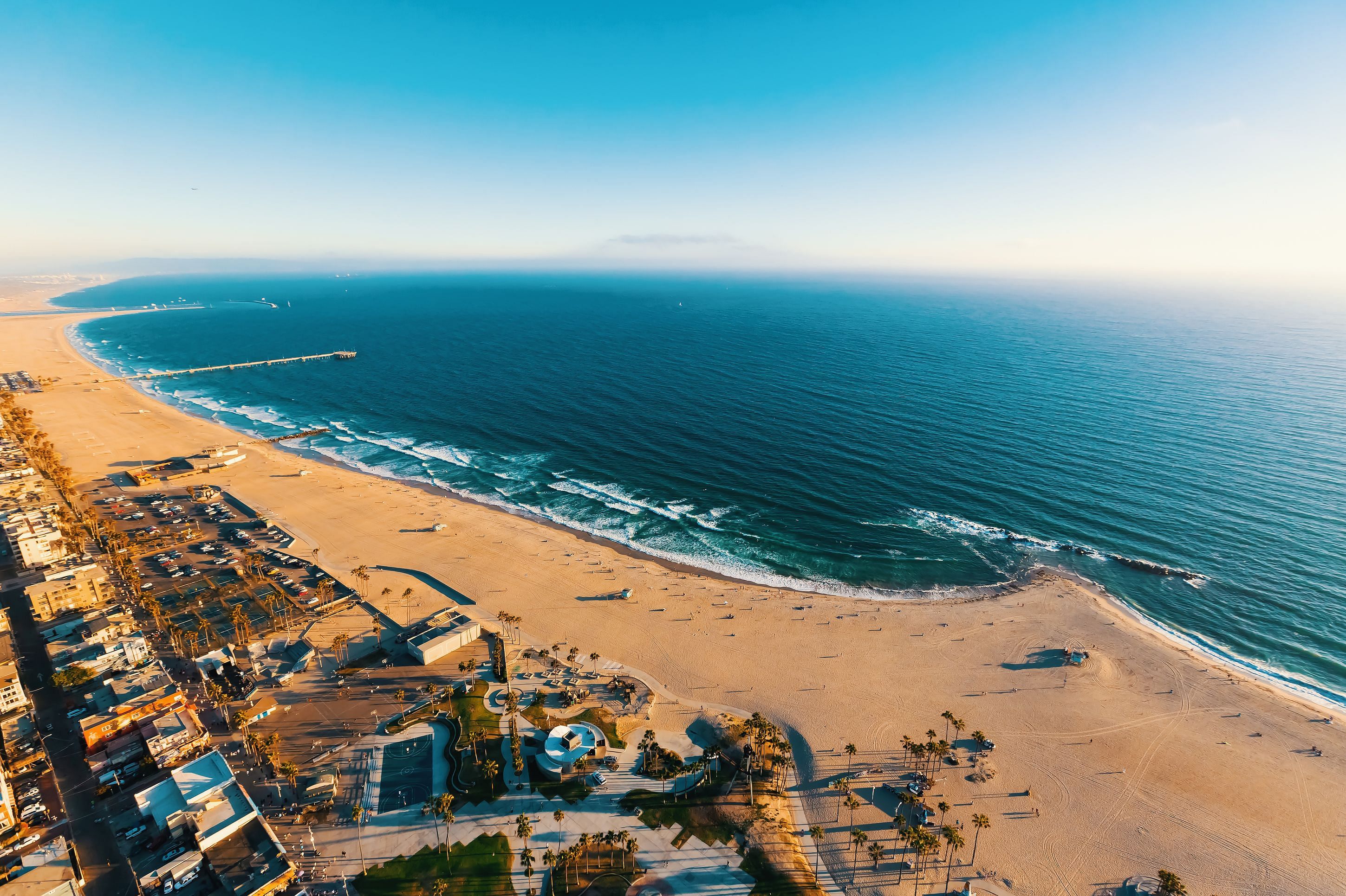 An aerial view of Venice Beach, Los Angeles