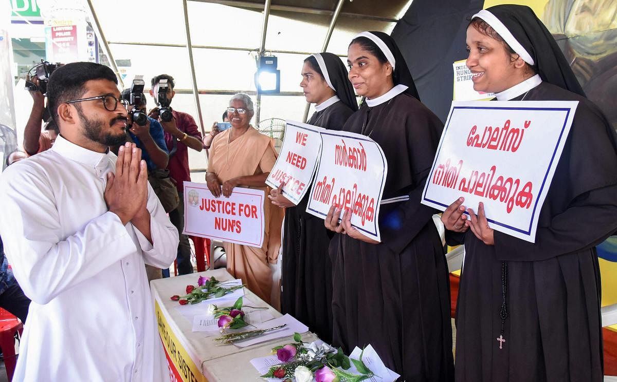 A nun belonging to the Syro Malabar Catholic church alleged she was asked to keep away from church duties after she participated in a protest by nuns in Kochi demanding the arrest of rape accused Bishop Franco Mulakkal. PTI file photo