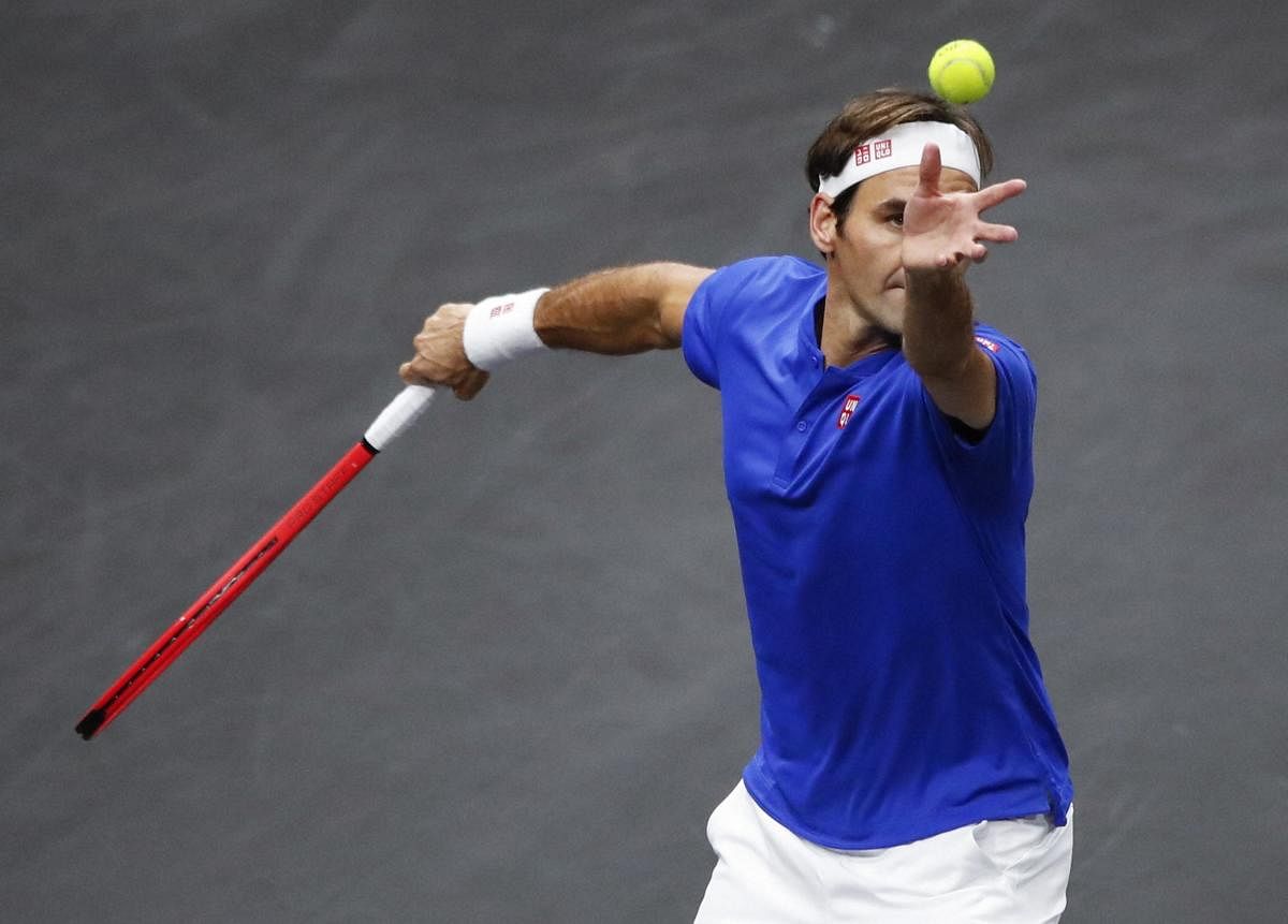 ALL GRACE Team Europe's Roger Federer posted an easy win over Team World's Nick Kyrgios in the Laver Cup tennis in Chicago on Saturday. AP-PTI