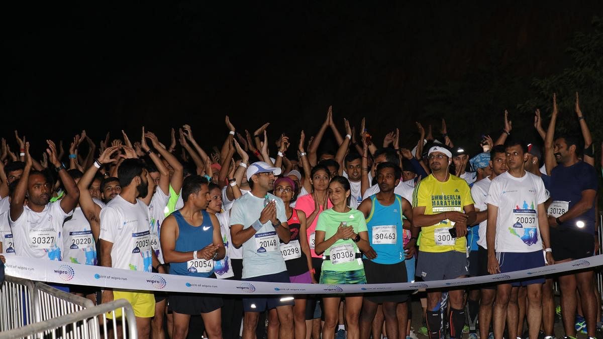 Participants at the Spirit of Wipro run organised in the city on Sunday. Special arrangement.