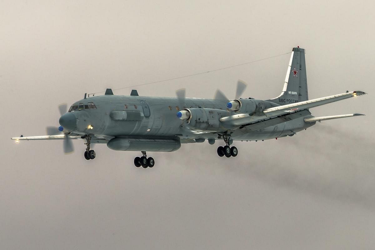 The Il-20 electronic intelligence plane was shot down while returning to a Russian airbase in northwest Syria last week. AFP File