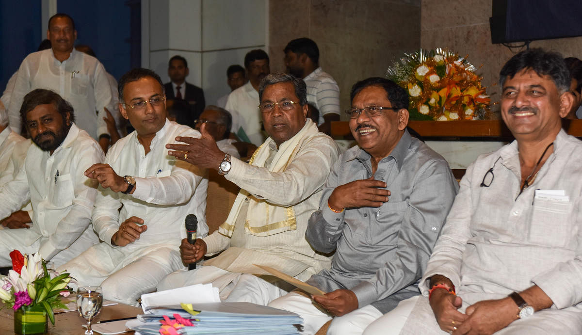 This was the central message at the Congress Legislature Party (CLP) meeting, amid disgruntlement among party legislators over the way the coalition functioned, in that they were unable to get any work done in the H D Kumaraswamy-led government. DH photo.