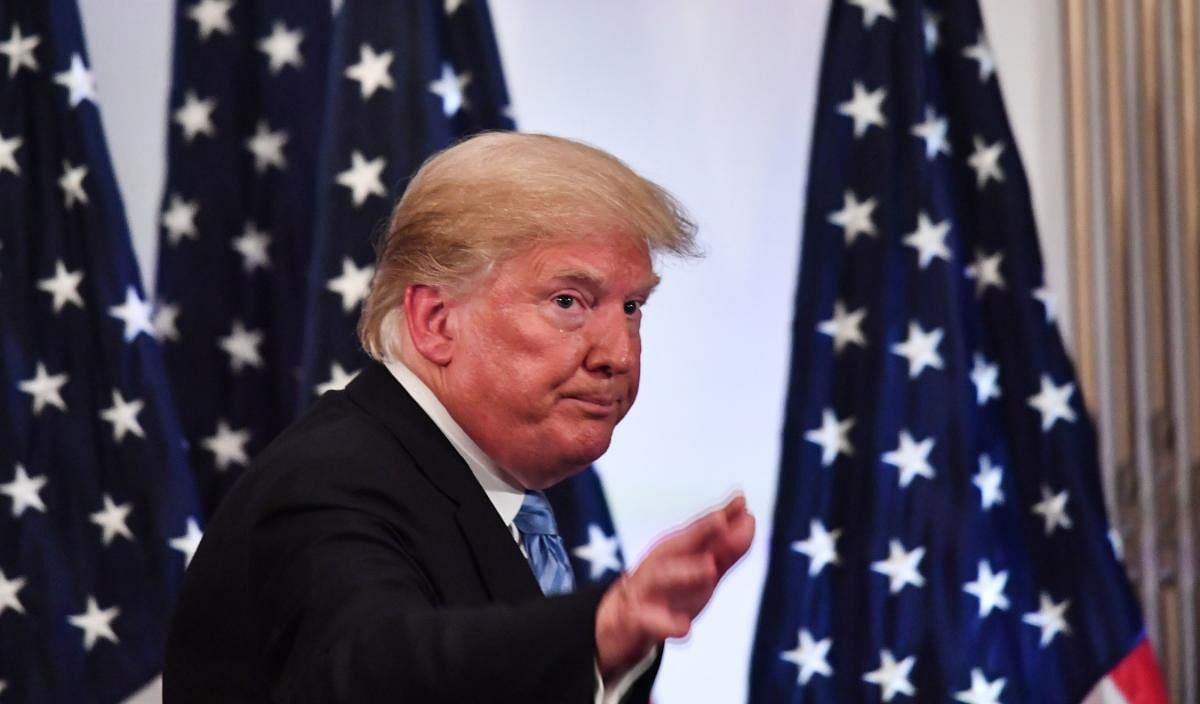 US President Donald Trump leaves after a press conference on the sidelines of the United Nations General Assembly in New York on September 26, 2018. AFP