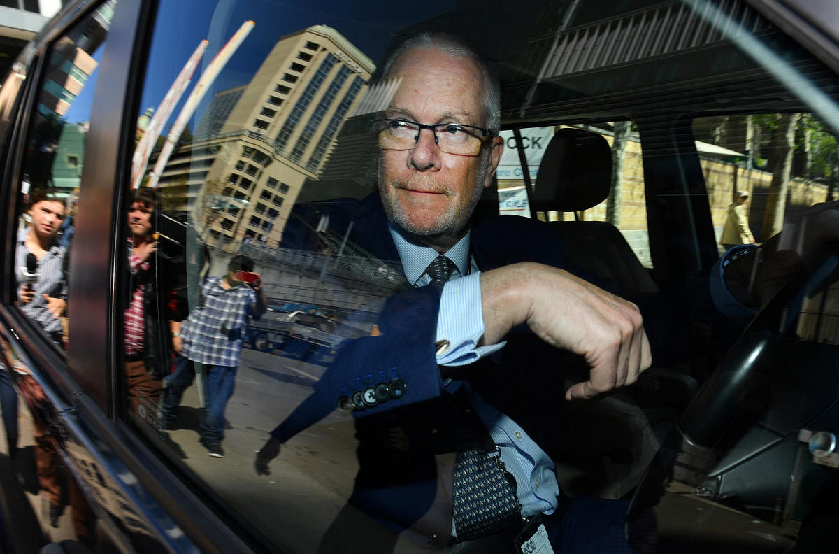 Former ABC chairman Justin Milne leaves the ABC studios after resigning in Sydney on September 27, 2018. Reuters