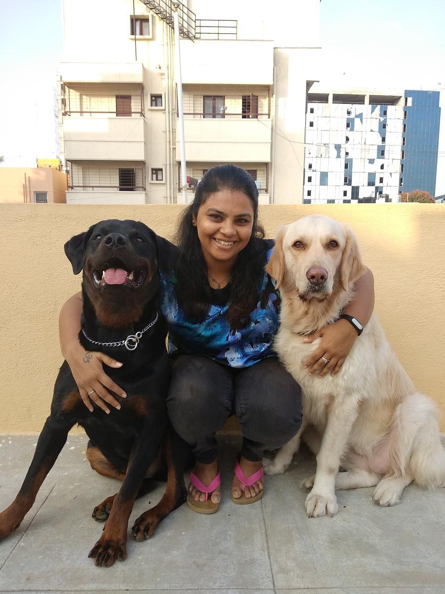 Sreeja Sreedharan with Charlie and Cairo.