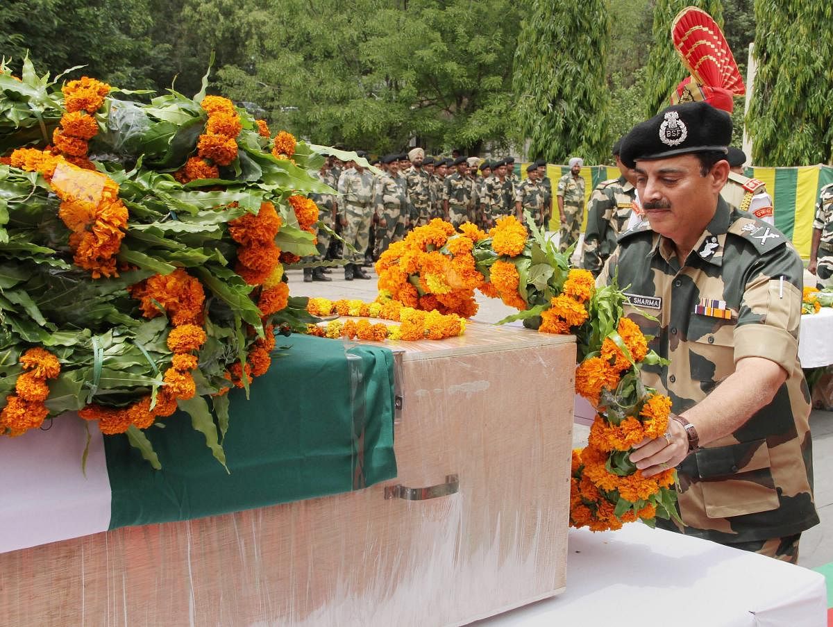 Outgoing BSF Director General (DG) K K Sharma told reporters that his troops were waiting for the right time to strike back against the enemy in retaliation to the recent killing of their jawan along the IB in the state. (PTI file photo)