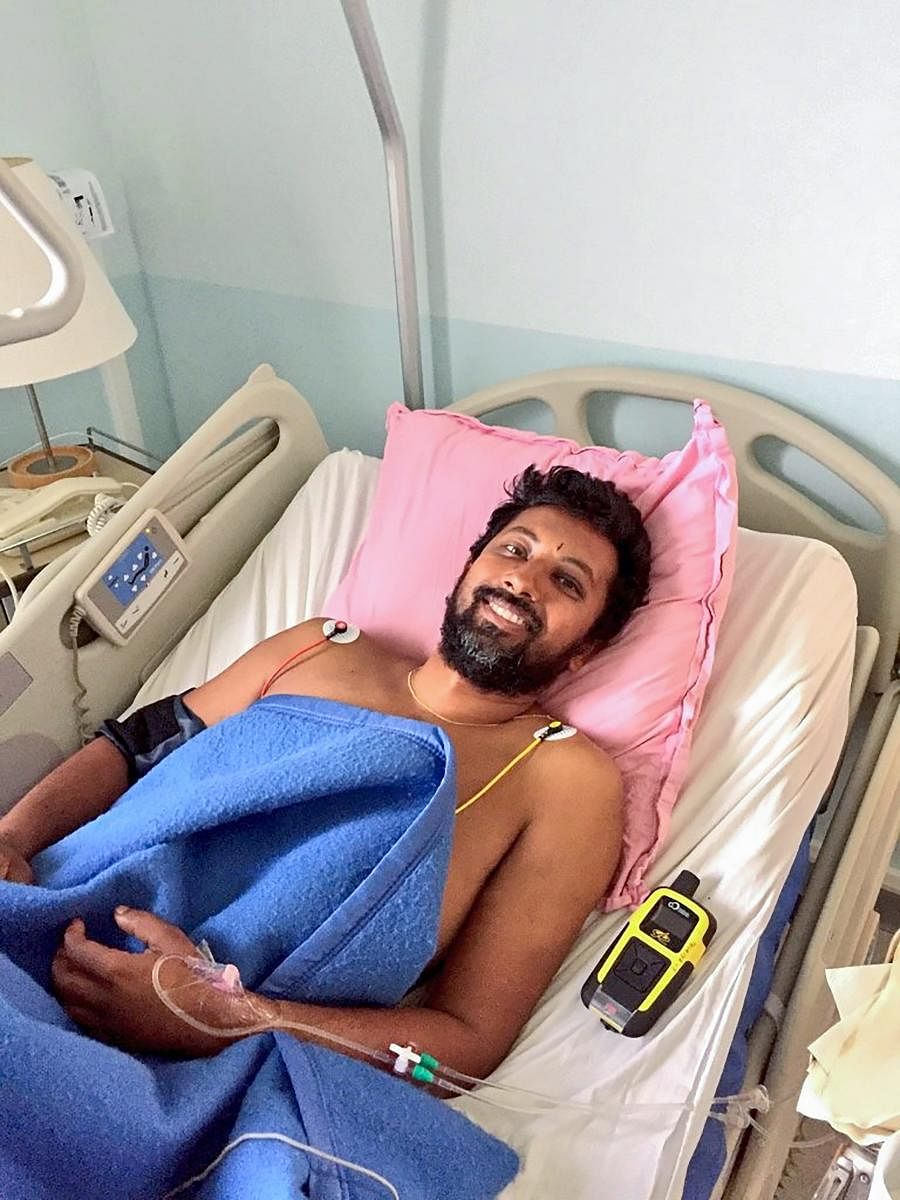 39-year-old naval officer Abhilash Tomy, who was rescued from international waters earlier this week after his yacht was damaged, undergoes treatment in a remote Indian Ocean island, Ile Amsterdam. PTI