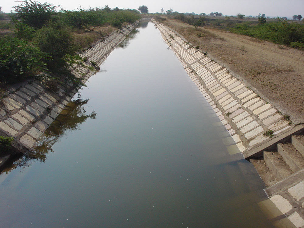 Farmers under the Varuna Canal achcut (check dam) said, there are 78,000 acres of land under irrigation of the canal, but water was released only after they held protests. (DH file photo for representation)