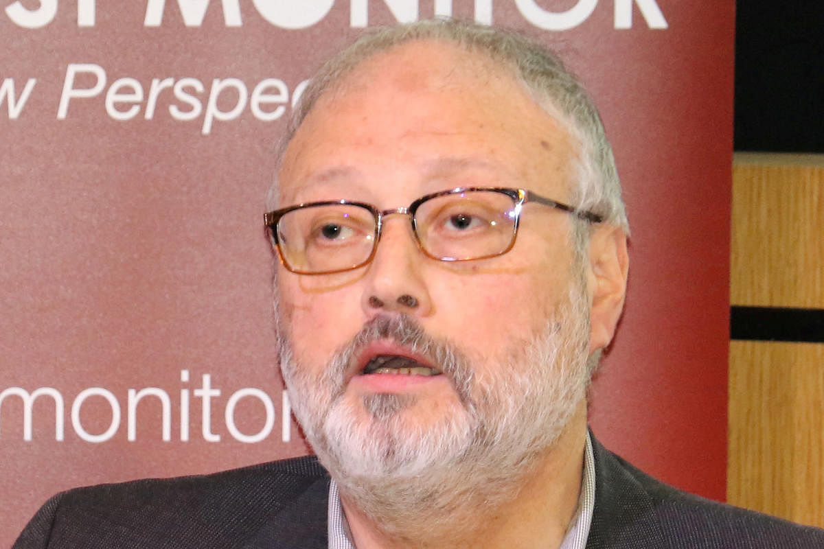 Saudi dissident Jamal Khashoggi speaks at an event hosted by Middle East Monitor in London, Britain, September 29, 2018. (Middle East Monitor/Handout via REUTERS)