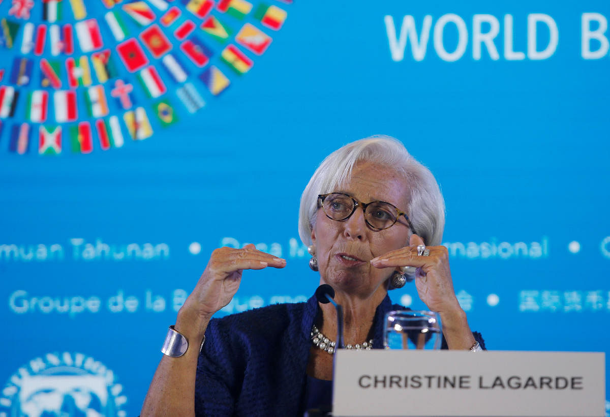 IMF Managing Director Christine Lagarde speaks during International Monetary Fund - World Bank Annual Meeting 2018 in Nusa Dua, Bali, Indonesia, October 11, 2018. (REUTERS)