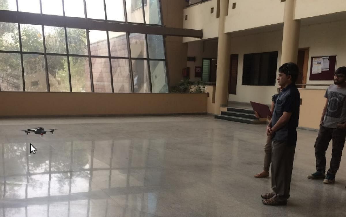 Indoor drone testing at the Indian Institute of Science.