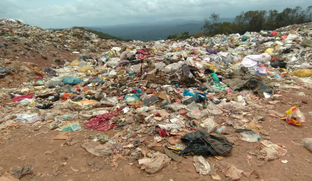 Heaps of garbage dumped at Stonehill in Madikeri.