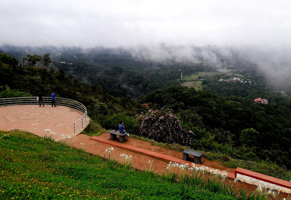 A view of the deserted Raja Seat in Madikeri.