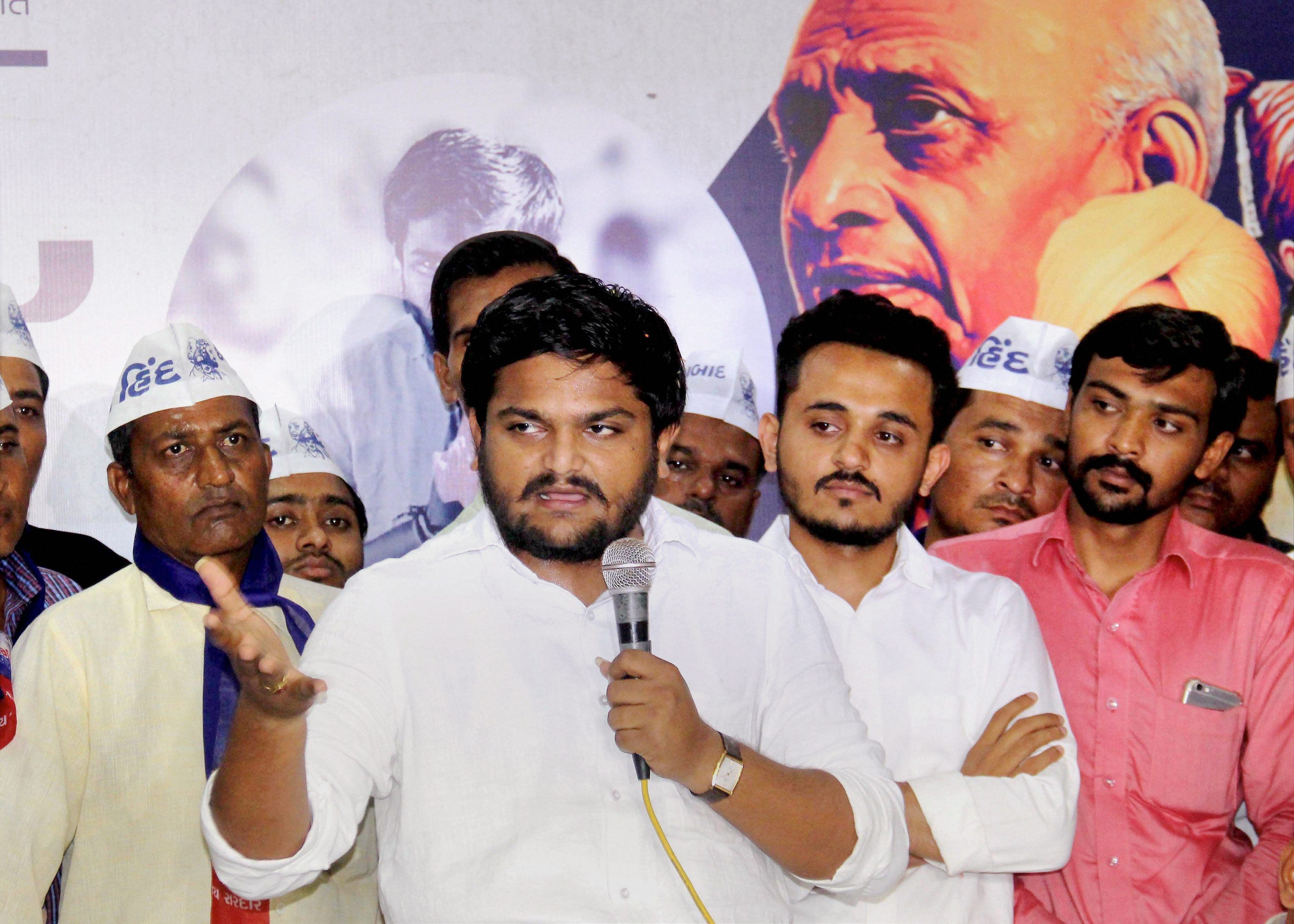 Hardik patel, in a video statement, levied allegations that these videos were the proof of the BJP government having offered money to break the agitation and defame him. PTI file photo