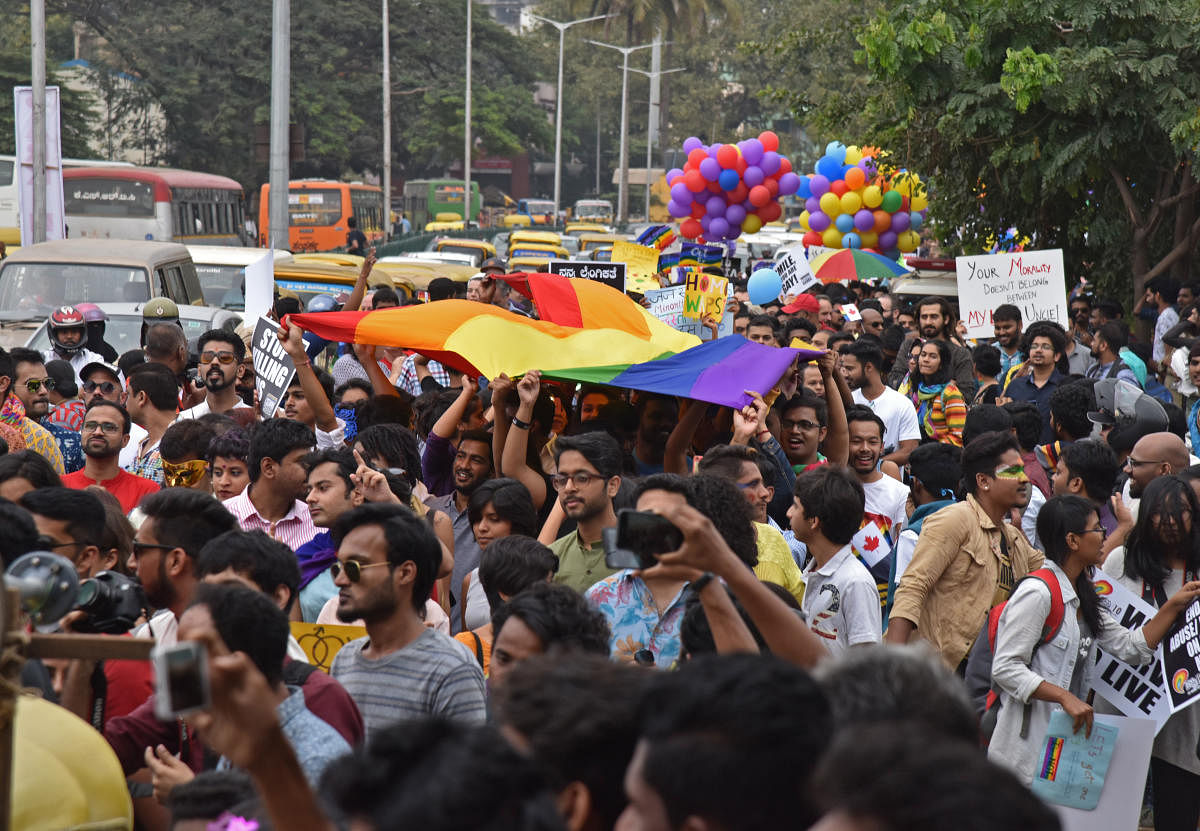 People who have come out in Bengaluru are keenly following petitions seeking decriminalisation of gay sexuality. (DH Photo)