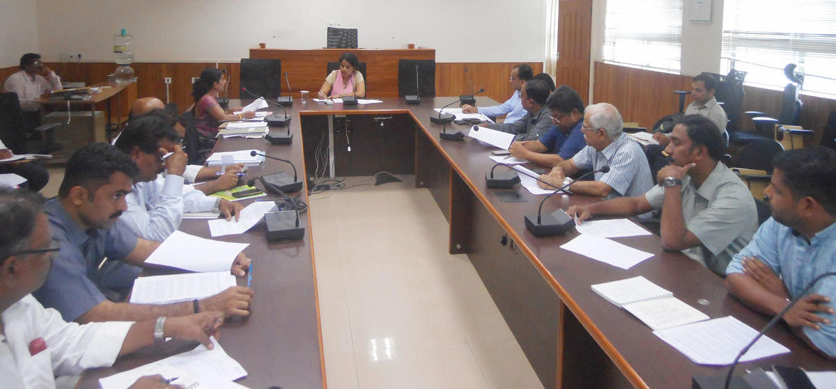 Deputy Commissioner Priyanka Mary Francis chairs a tourism development committee meeting in Udupi on Tuesday.