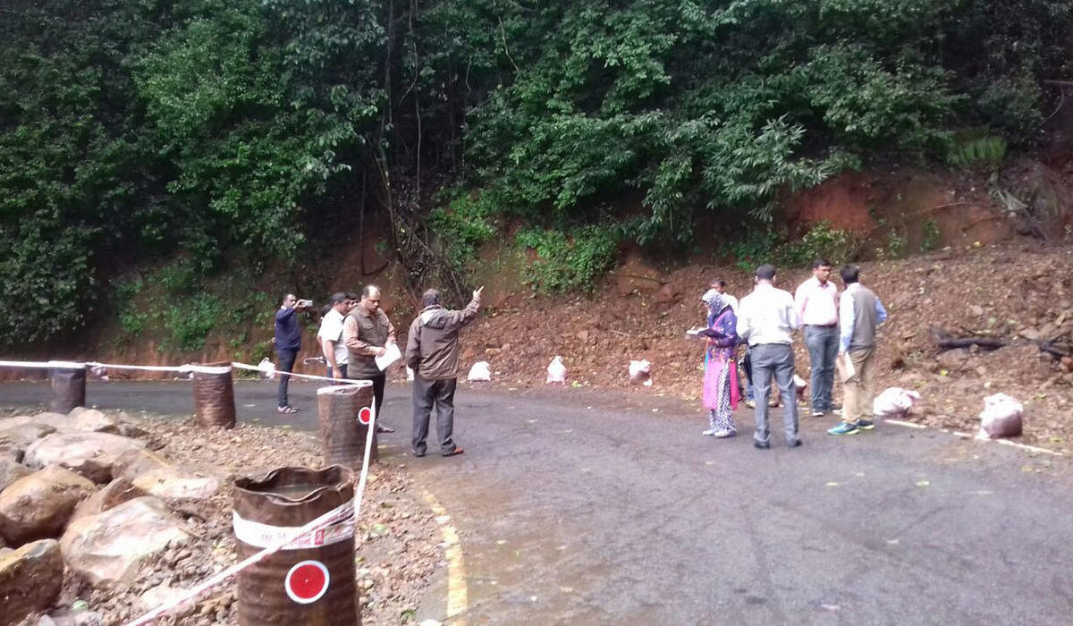 Technical experts from the Mines and Geology Department, Bengaluru, paid a visit to Virajpet on Monday and inspected the condition of Perumbadi-Makutta-Kootupole Road, which was damaged due to rains.