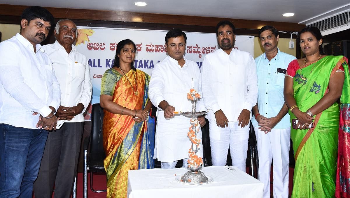 MLC Shrinivas Mane inaugurates All-Karnataka Mayors' Meet in Hubballi on Saturday. 