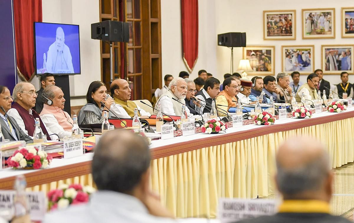 Prime Minister Narendra Modi at the fourth meeting of the Governing Council of NITI Aayog, in New Delhi on Sunday, June 17, 2018. (PTI Photo)