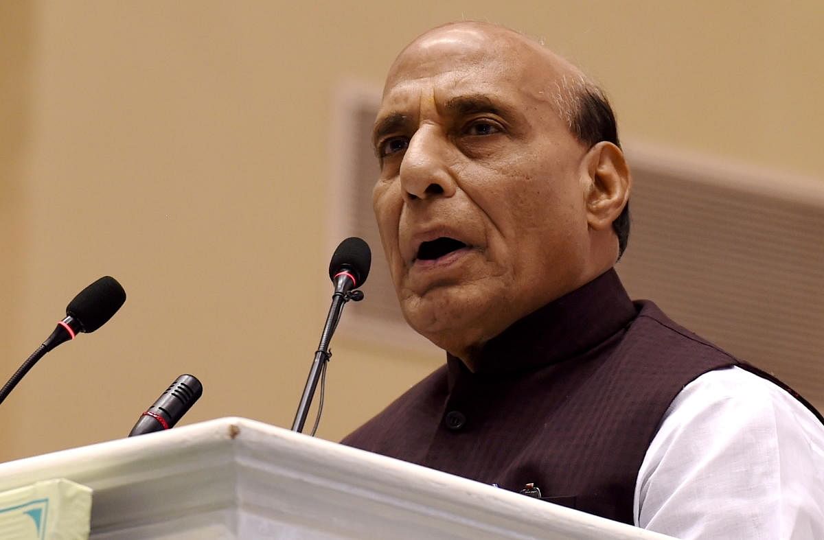New Delhi: Home Minister Rajnath Singh addressing at the silver jubilee celebration of National Human Right Commission, in New Delhi, Friday, Oct 12, 2018. (PTI Photo/Atul Yadav) (PTI10_12_2018_1000182B)