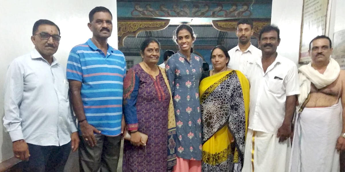 Karnataka’s quartermile M R Poovamma visited Kukke Subrahmanya Temple on Sunday.