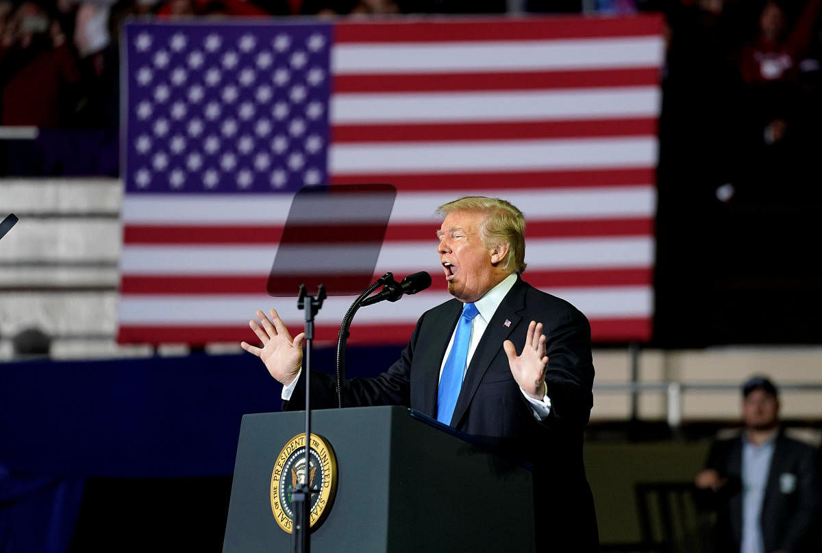 U.S. President Donald Trump speaks during a Make America Great Again rally in Richmond, Kentucky, U.S., October 13, 2018. REUTERS/Joshua Roberts