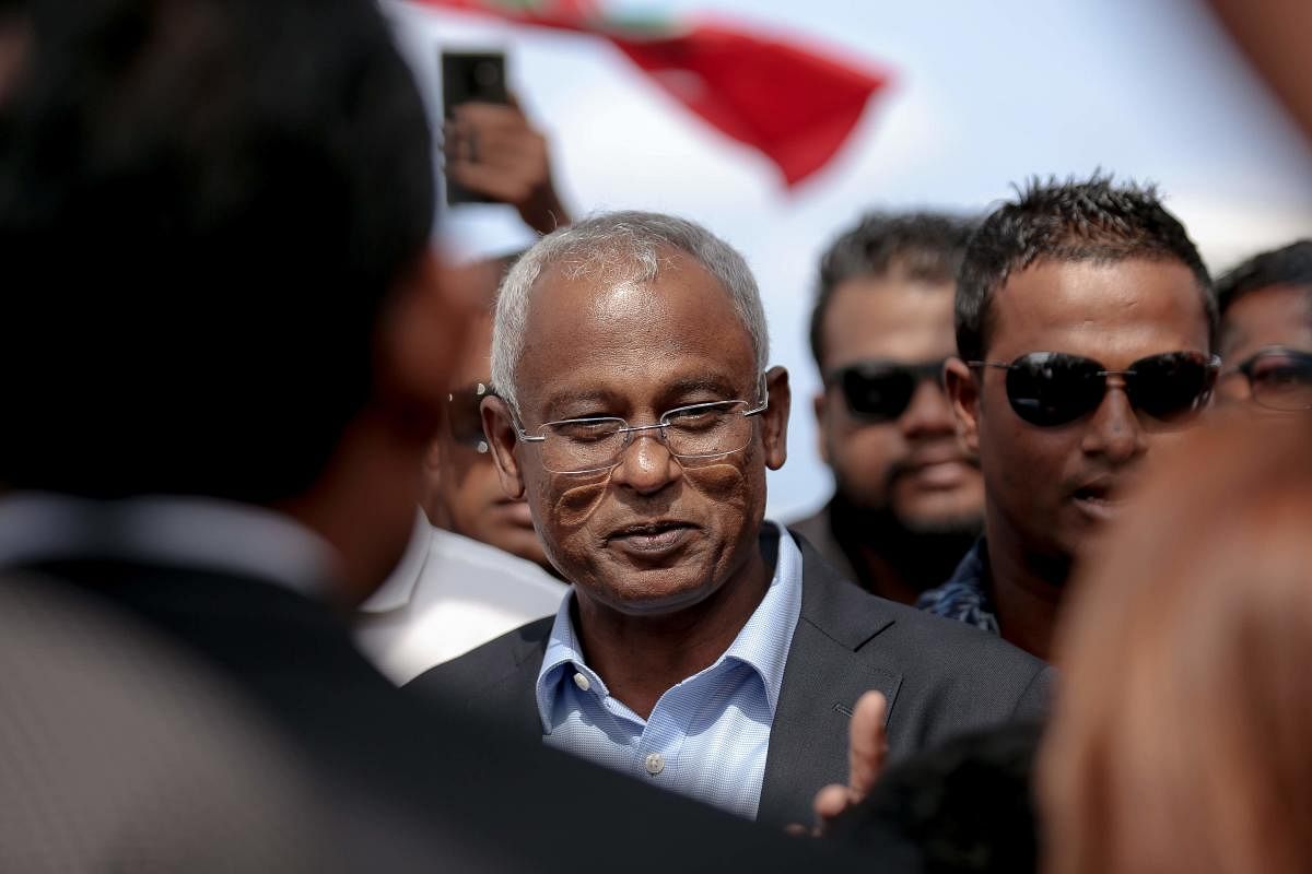 Maldives President-elect Ibrahim Mohamed Solih at Velana International Airport in Male on October 4, 2018. AFP