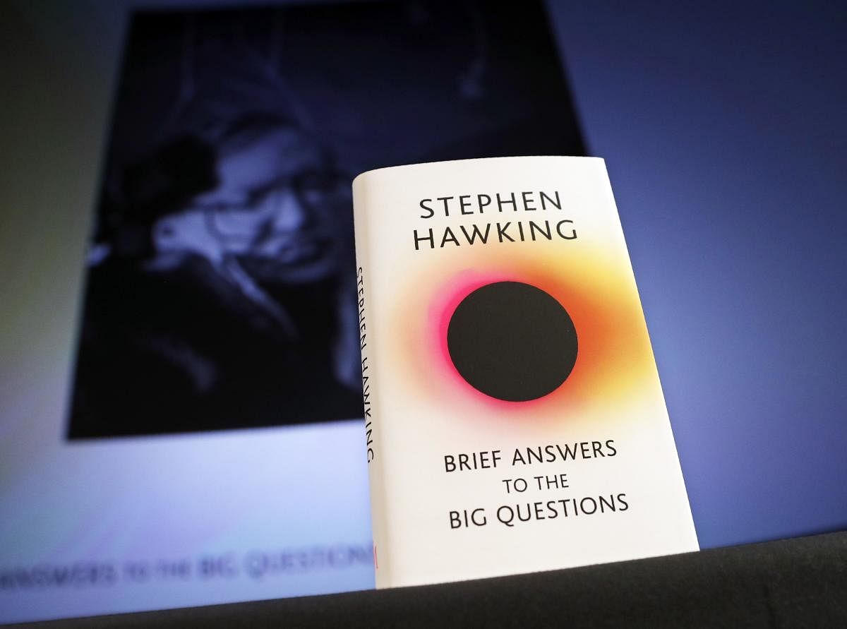 Stephen Hawking's final book "Brief Answers to the Brief Questions" is seen following it's global launch at the Science Museum in London on October 15, 2018. AFP