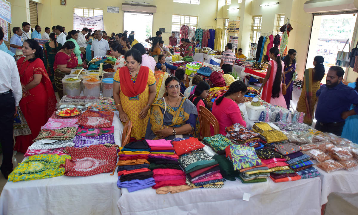 Women sell varieties of products at the Can Bazar Utsav at Kanthi Church Hall in Mangaladevi, Mangaluru.