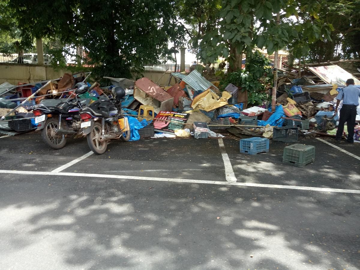 Waste dumped on the Town Hall premises in Mangaluru. 