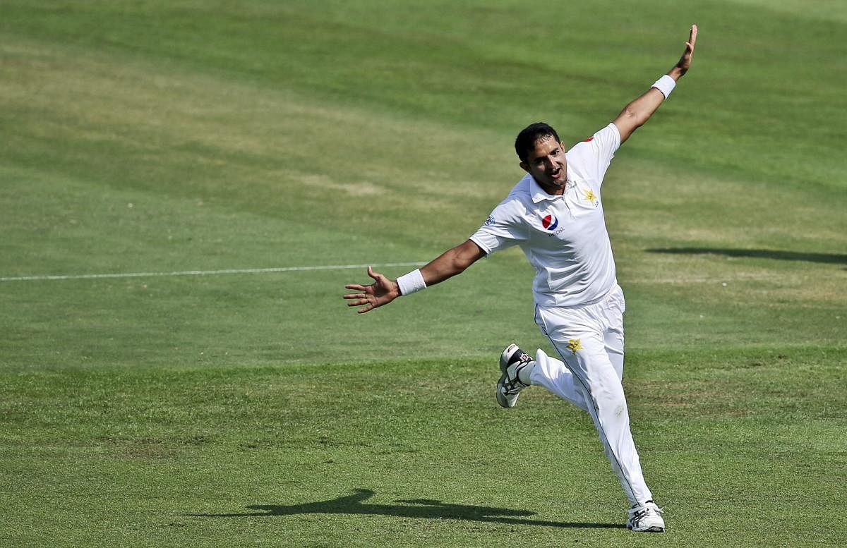 HIGH FLIER: Mohammad Abbas celebrates the dismissal of Shaun Marsh in Abu Dhabi on Wednesday. AP/PTI