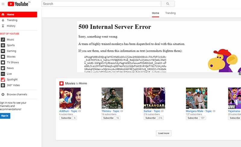 Screengrab of youtube.com as on 7.05 am, October 17, 2018