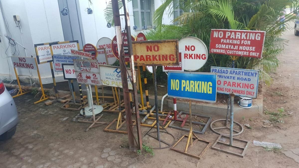 The no parking boards seized by the police.