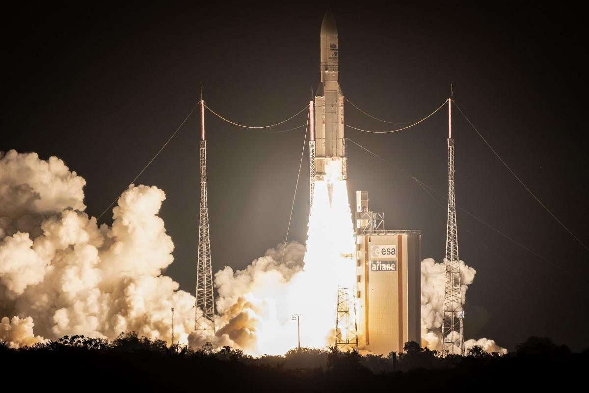 The European Space Agency and the Japan Aerospace Exploration Agency said the unmanned BepiColombo spacecraft successfully separated and was sent into orbit from French Guiana as planned to begin a seven-year journey to Mercury. (AFP File Photo)