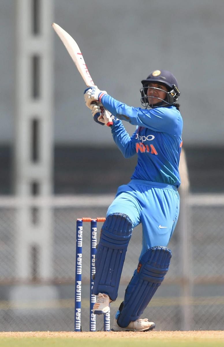 IN A CLASS OF HER OWN Smriti Mandhana's 72 helped India 'A' women beat Australia 'A' in the first T20 in Mumbai on Monday. PTI FILE PHOTO