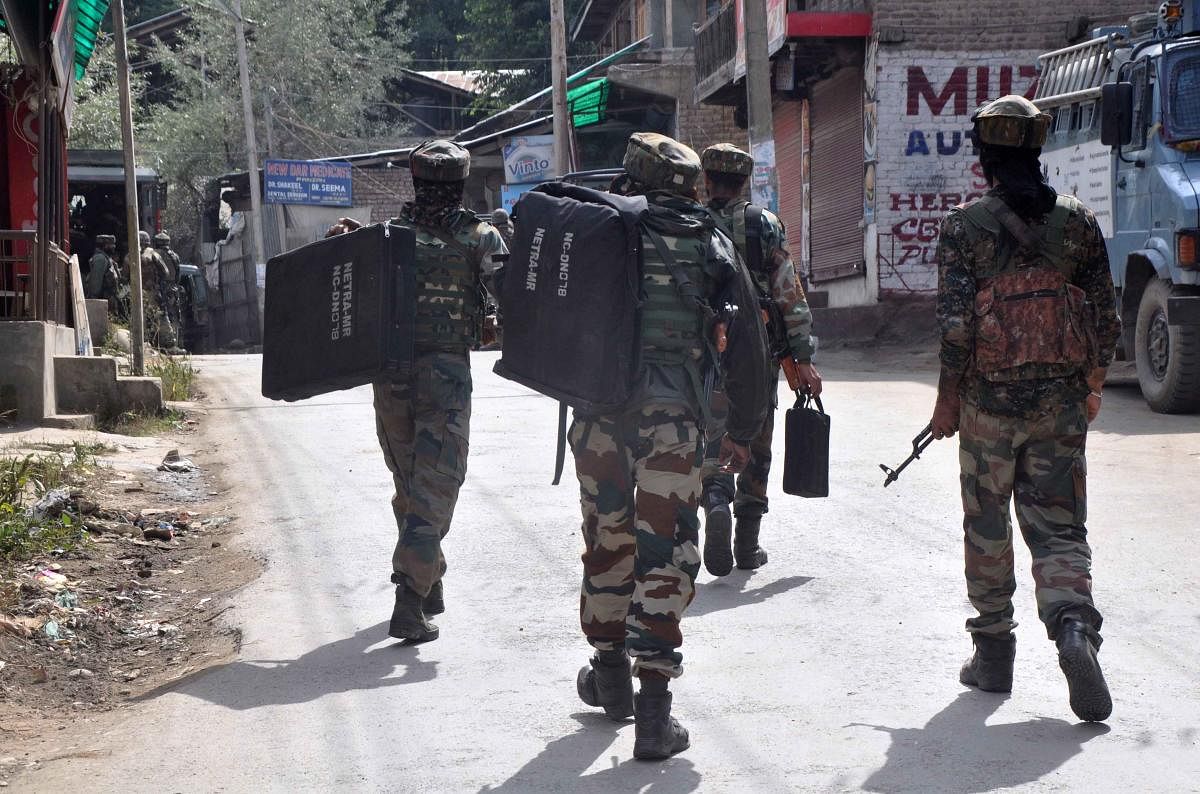 A cordon and search operation was launched in the Laroo area in south Kashmir this morning following specific information about the presence of militants in the area, a police official said. (DH File Photo)