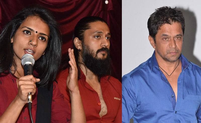 Actors Sruthi Hariharan, Chetan and Arjun Sarja.