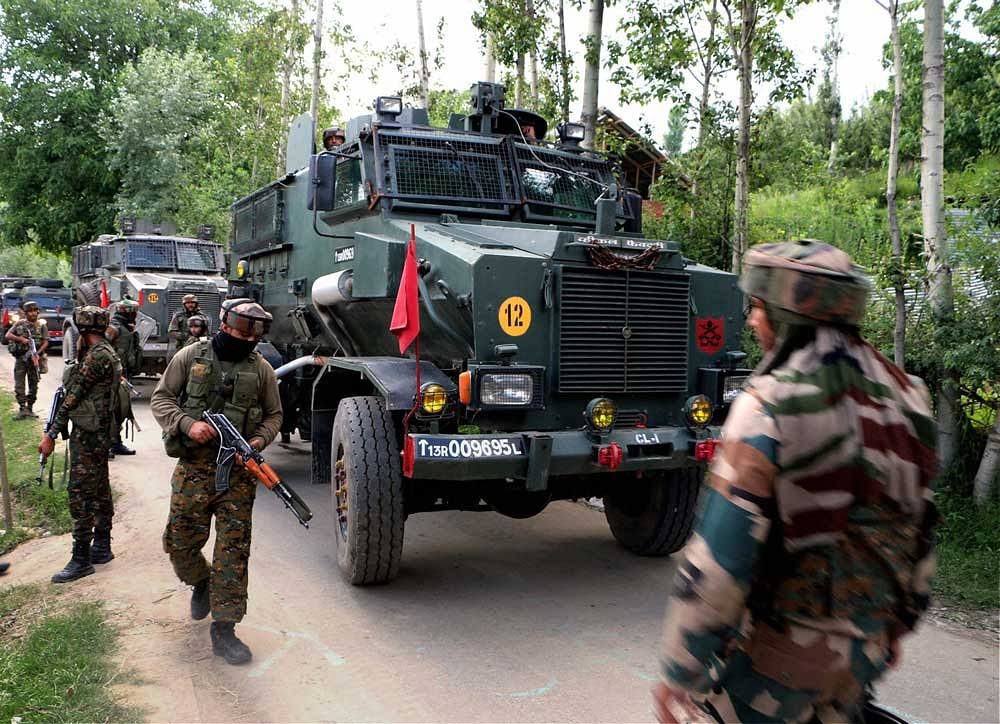 Reports said the gunfight erupted after personnel from the Army’s 52-Rashtriya Rifles, police and paramilitary Central Reserve Police Force (CRPF) launched a cordon-and-search operation in Athoora area of Kreeri, 35 kilometres from Srinagar, following ‘credible input’ about the presence of the militants in the area. (PTI File Photo)